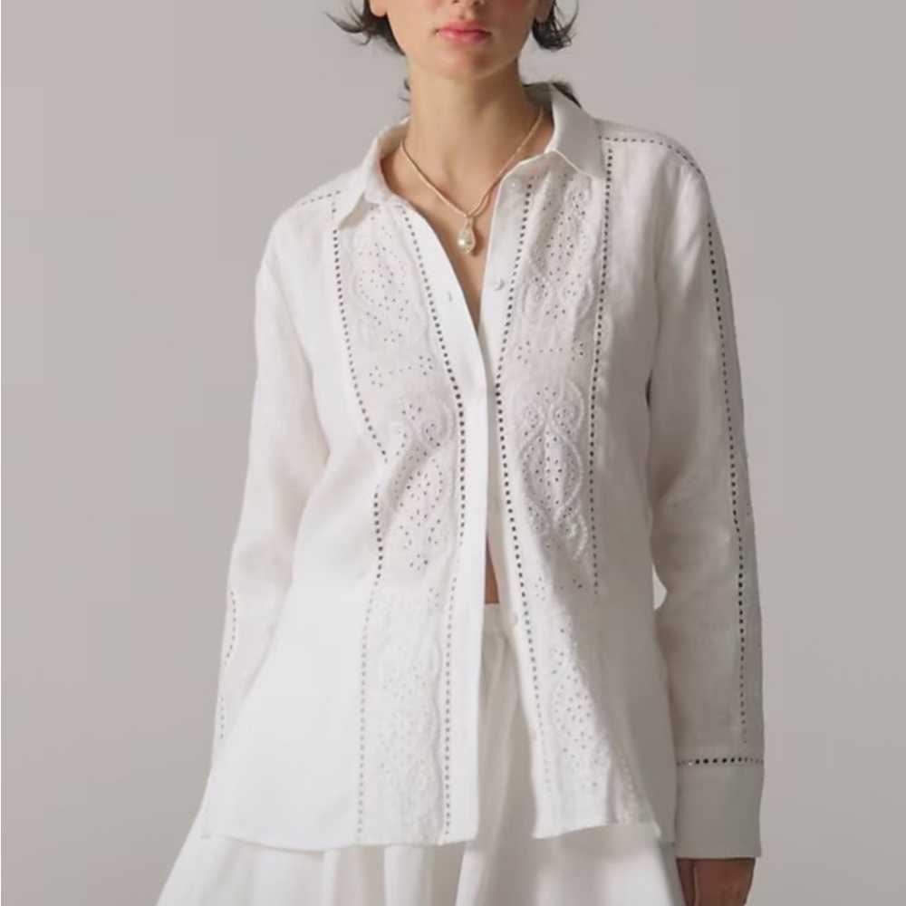 J. Crew eyelet Garçon Classic Shirt linen